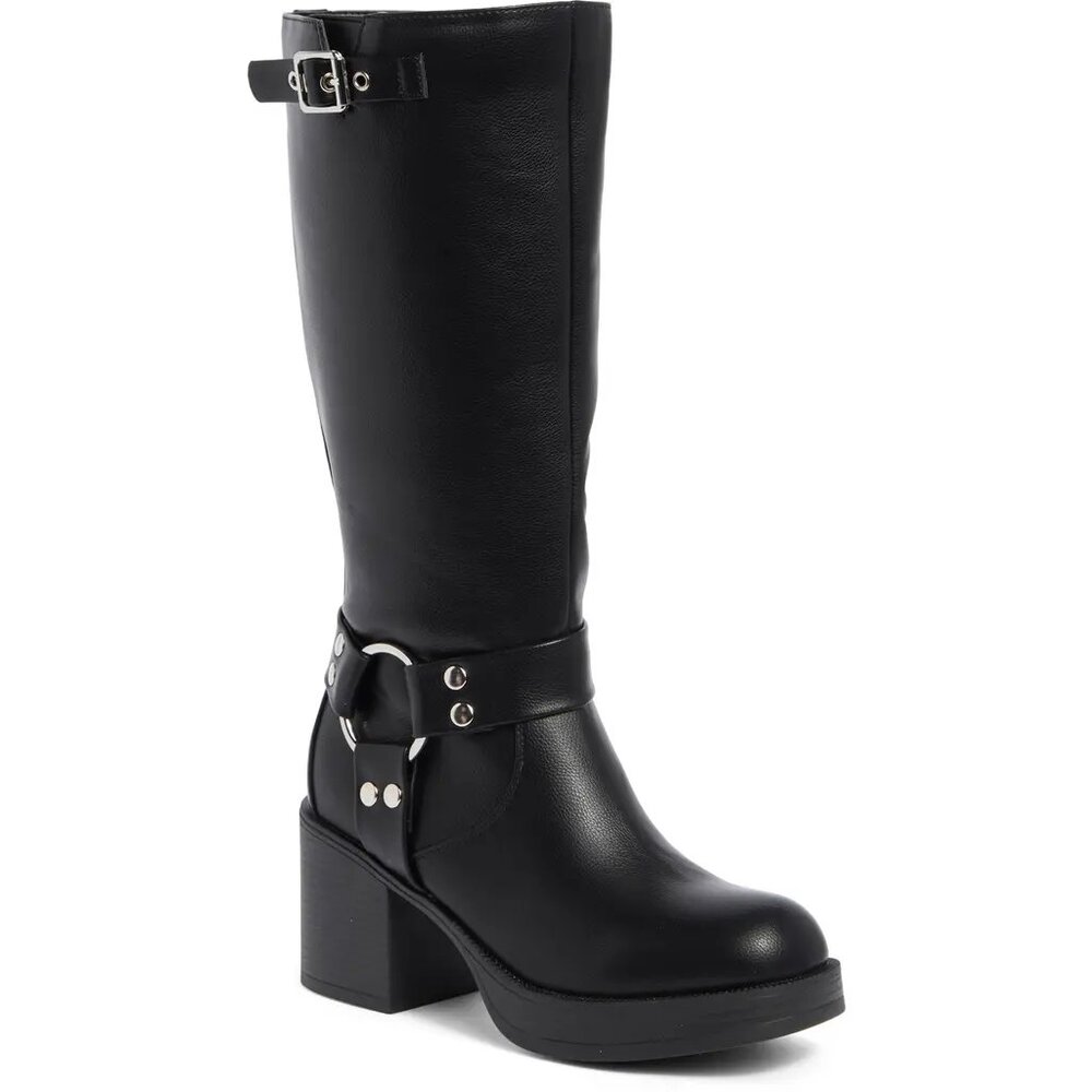 TOP GUY SHOES Joyce Tall Western Moto Boots Women's 7